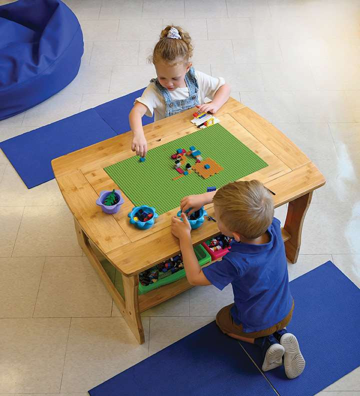 Bamboo Sensory Table With Sage Tubs