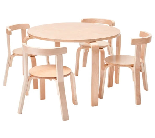 Bentwood Table and Curved Back Chair Set - Natural