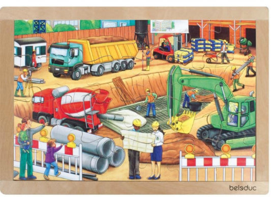 Big Frame Puzzle Construction Site (16" x 11". 24 pieces)