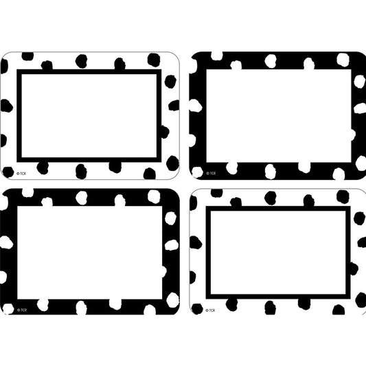 Black and White Painted Dots Name Tags/Labels - Multi-Pack