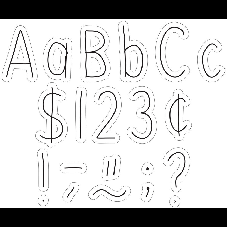 Black on White Hand Drawn 4" Letters Combo Pack