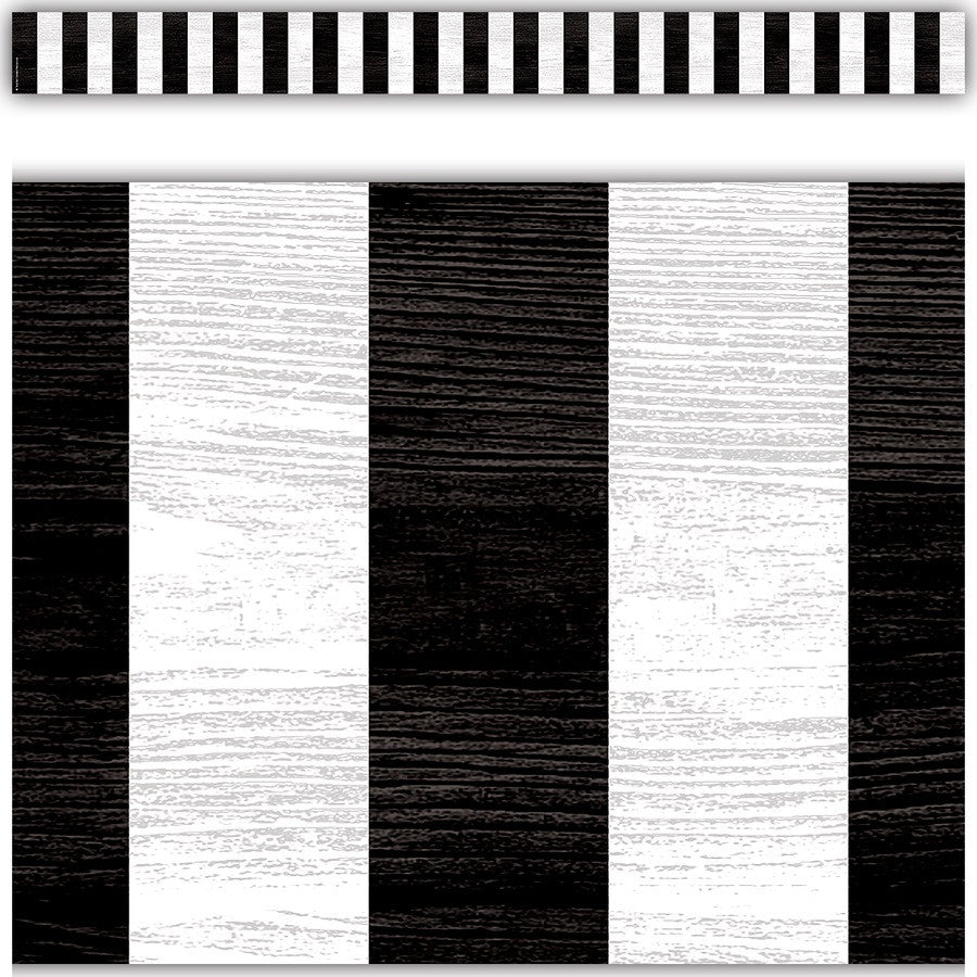 Modern Farmhouse Black Stripes Straight Border Trim