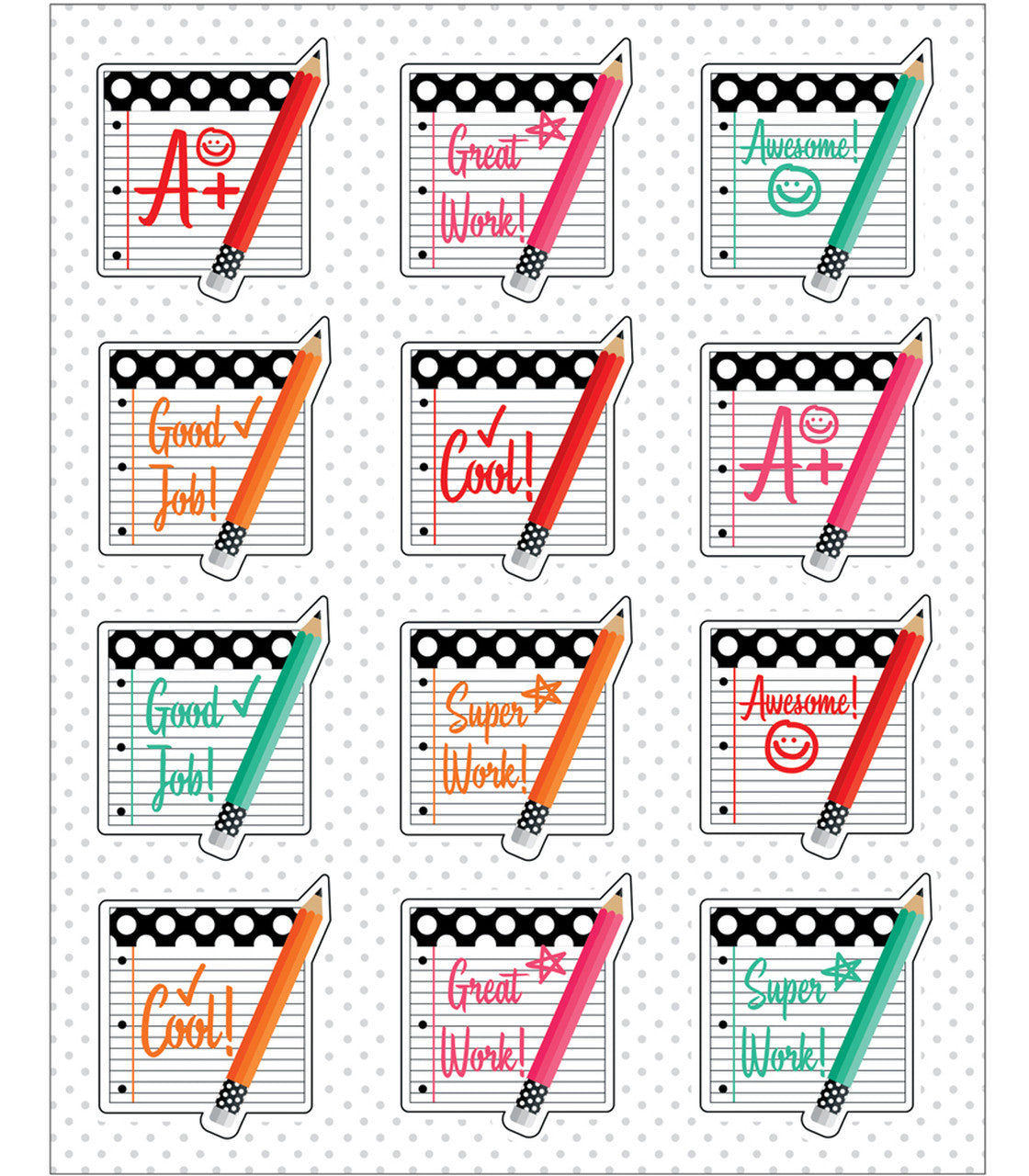 Black, White & Stylish Brights Motivators Motivational Stickers