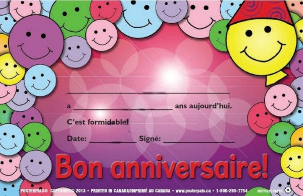 Bonne Anniversaire! Certificate (32/pk)