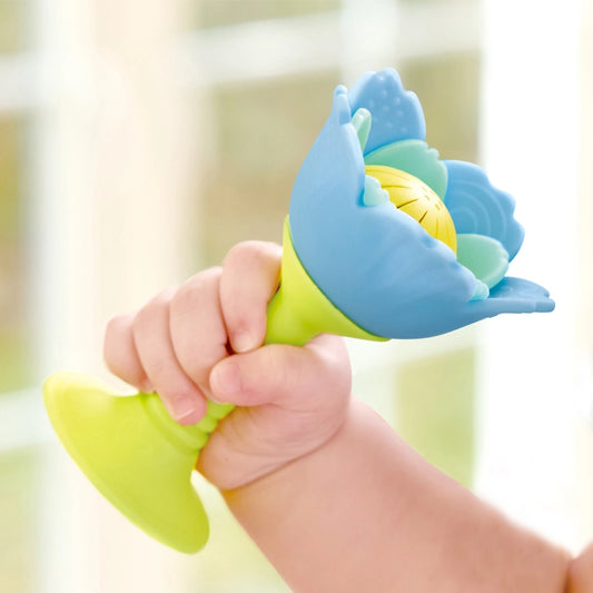 Silicone Rattle & Teether - Blue
