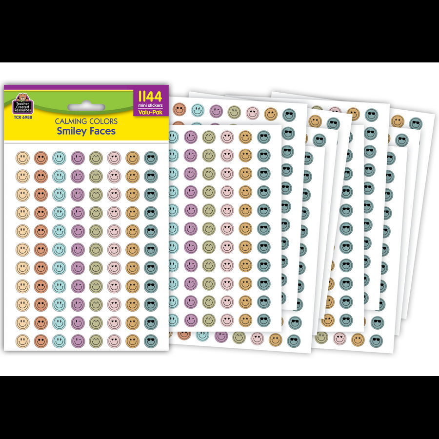 Calming Colors Smiley Faces Mini Stickers Valu-Pak