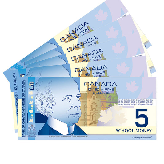 Canadian Money - $5 Bills (Pack of 100)