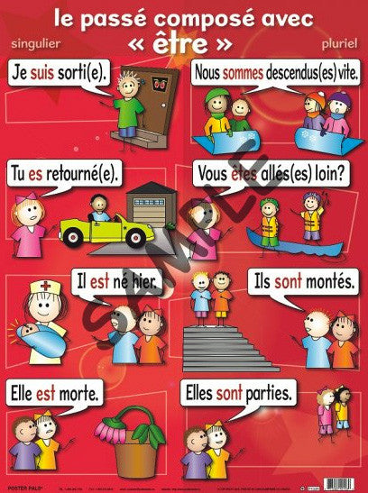 Charts - Le passe compose avec 'etre', singulier/pluriel