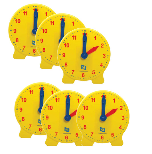 Classic Geared Yellow Student Clock - Set of 6