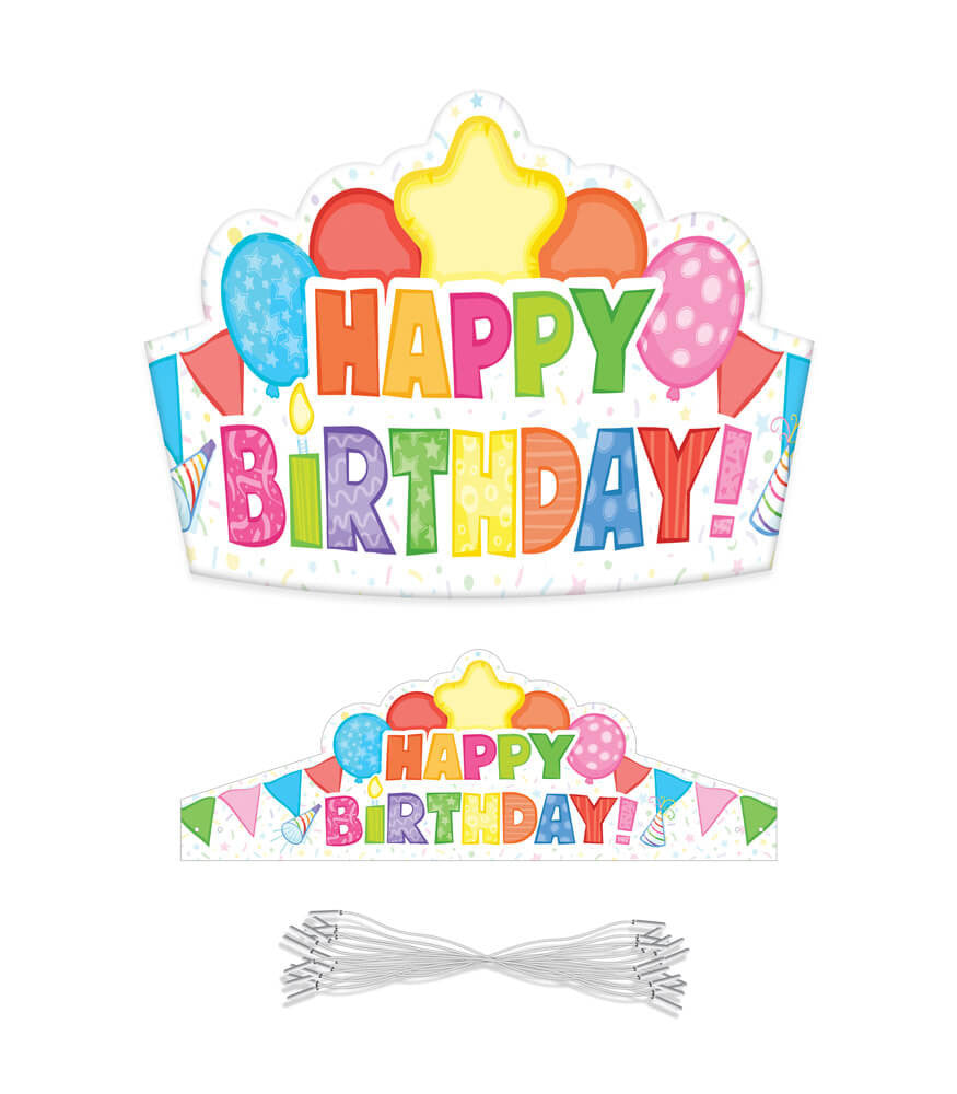 Classroom Happy Birthday Crowns (30 Pack)