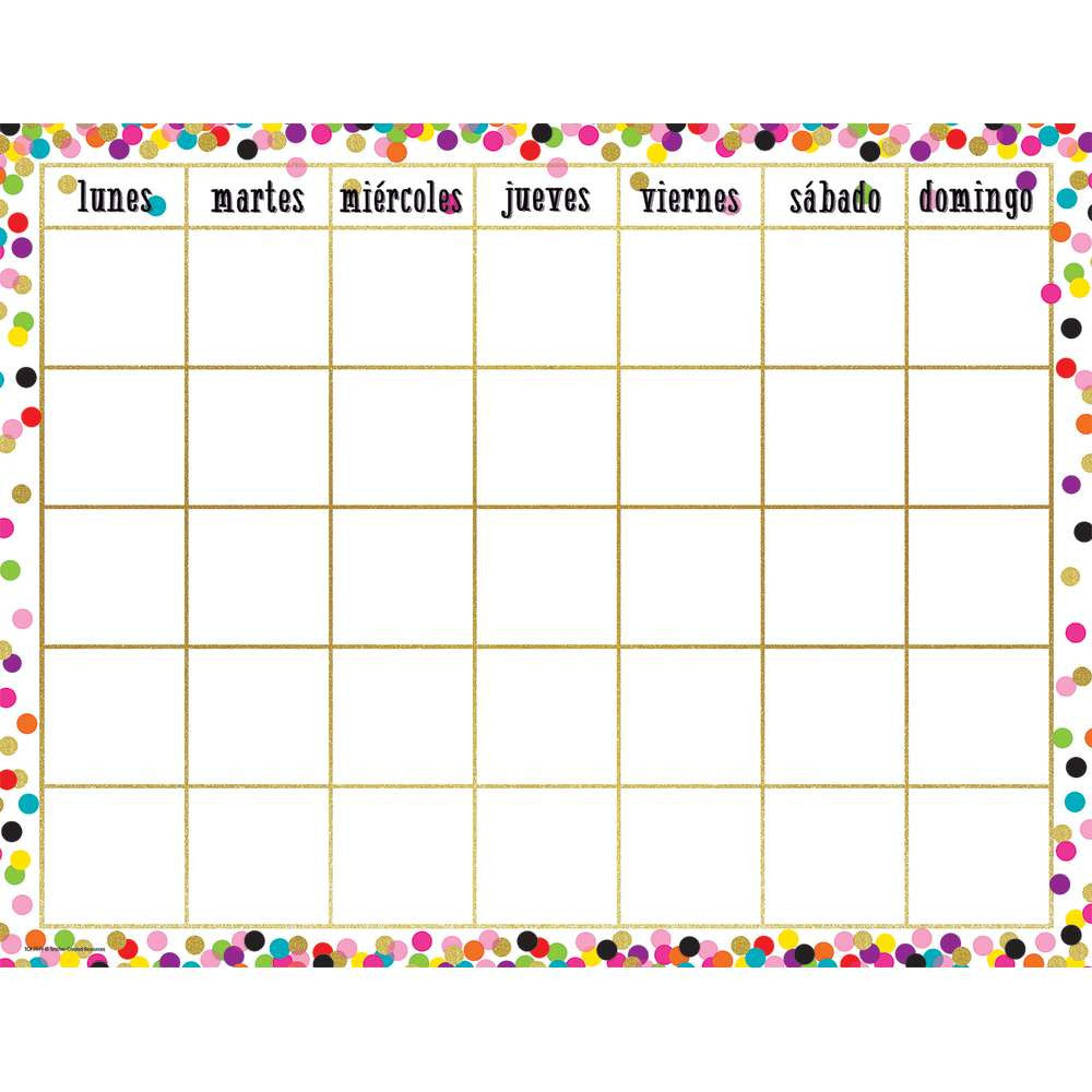 Confetti Spanish Calendar Chart