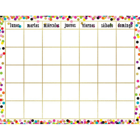 Confetti Spanish Calendar Chart