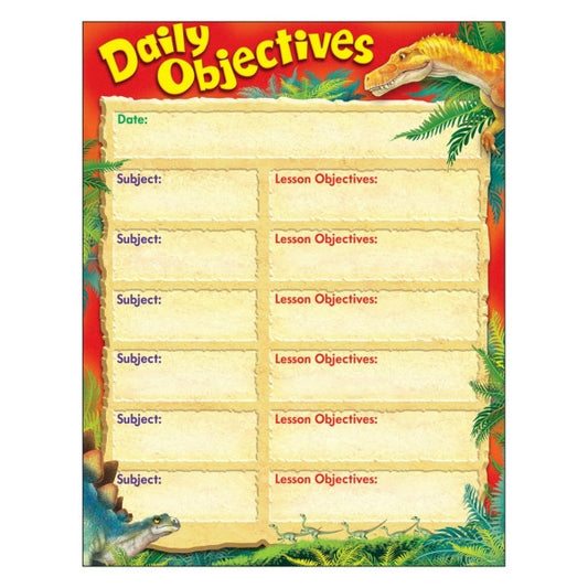 Daily Objectives Discovering Dinosaurs Learning Chart