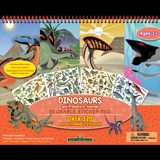 Dinosaurs and Prehistoric Animals Reusable Sticker Pad
