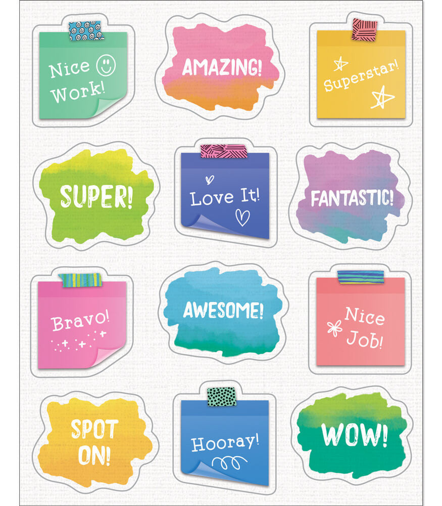 Doodle Motivational Shape Stickers - 72 Pieces