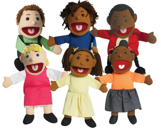 Ethnic Children Puppets with Movable Mouths - Set of 6