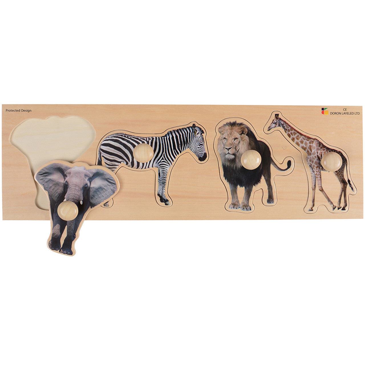 Extra-Wide Knobbed Puzzle - Wild Animals