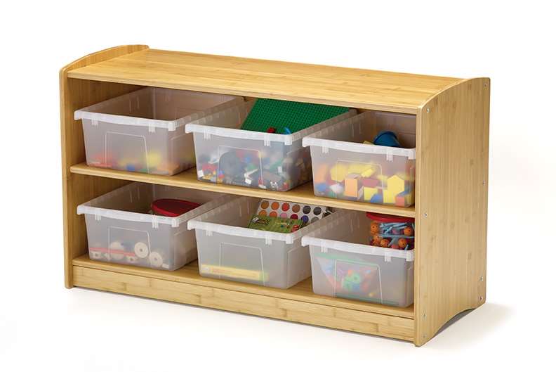 Bamboo Shelving Unit and Tubs