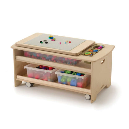 Seoras Birch Sensory Table with Clear Tubs - Toddler (with Castors)