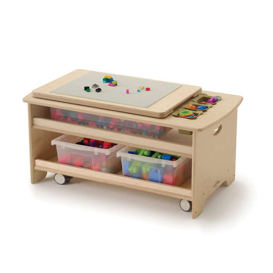 Seoras Birch Sensory Table with Clear Tubs - Toddler (with Castors)