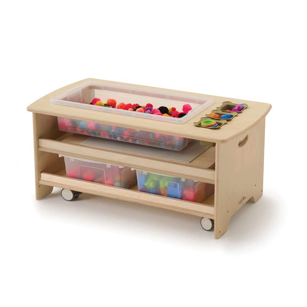 Seoras Birch Sensory Table with Clear Tubs - Toddler (with Castors)