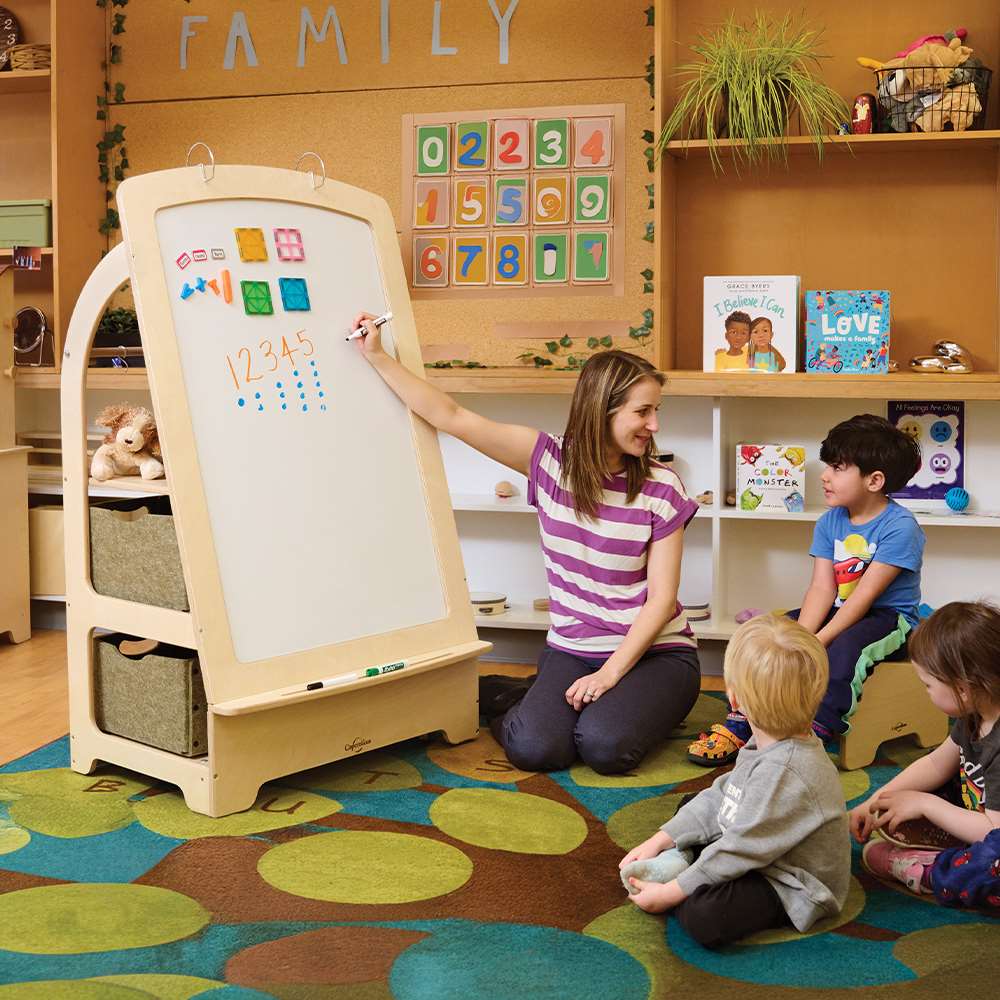 Seoras Birch Teaching Easel with Softouch Storage Bins
