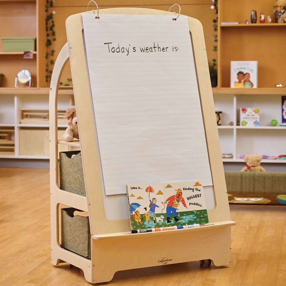 Seoras Birch Teaching Easel with Softouch Storage Bins