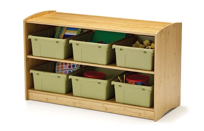 Bamboo Shelving Unit and Tubs