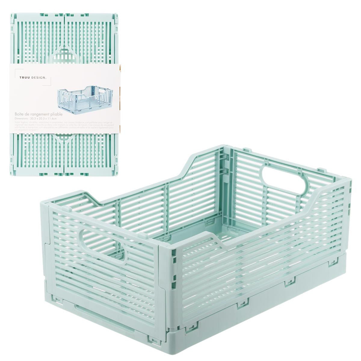 Folding Storage Crate- Seafoam (12" x 8" x 4.5")