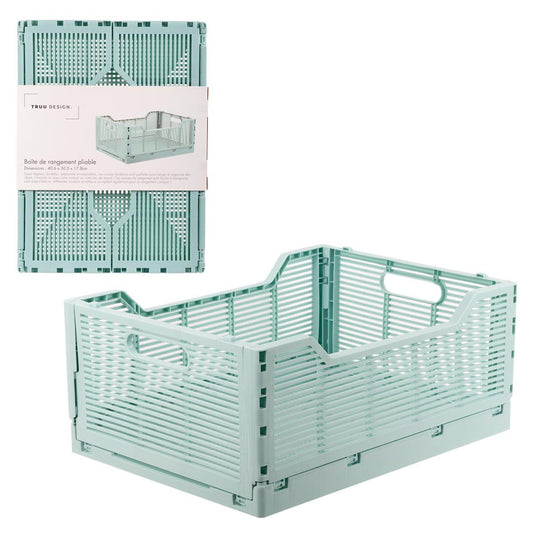 Folding Storage Crate- Seafoam (16" x 12" x 7")