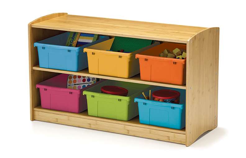 Bamboo Shelving Unit and Tubs