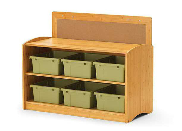 Hide-Away Shelf With 6 Large Sage Open Tubs