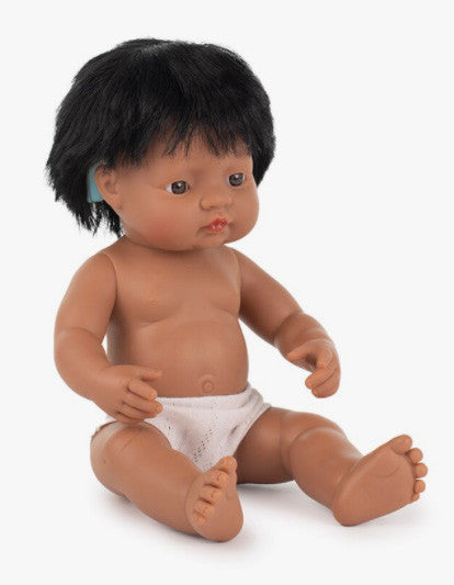 Hispanic Babydoll Boy in Bag (with Hearing Aid)