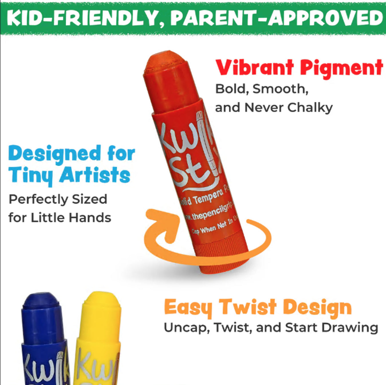 Kiwk Stix Solid Tempera Paint Set - Multicolour & Global Skin Tones (24 pack)