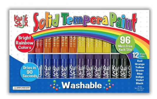 Kiwk Stix- Solid Tempera Paint Sets (Class pack 96 pieces)