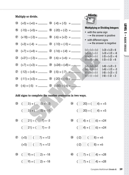 Complete MathSmart: Grade 8 (Extensive Edition)
