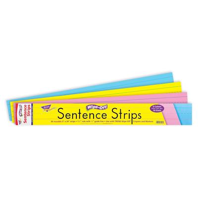 Wipe Off Sentence Strips Multi-Color