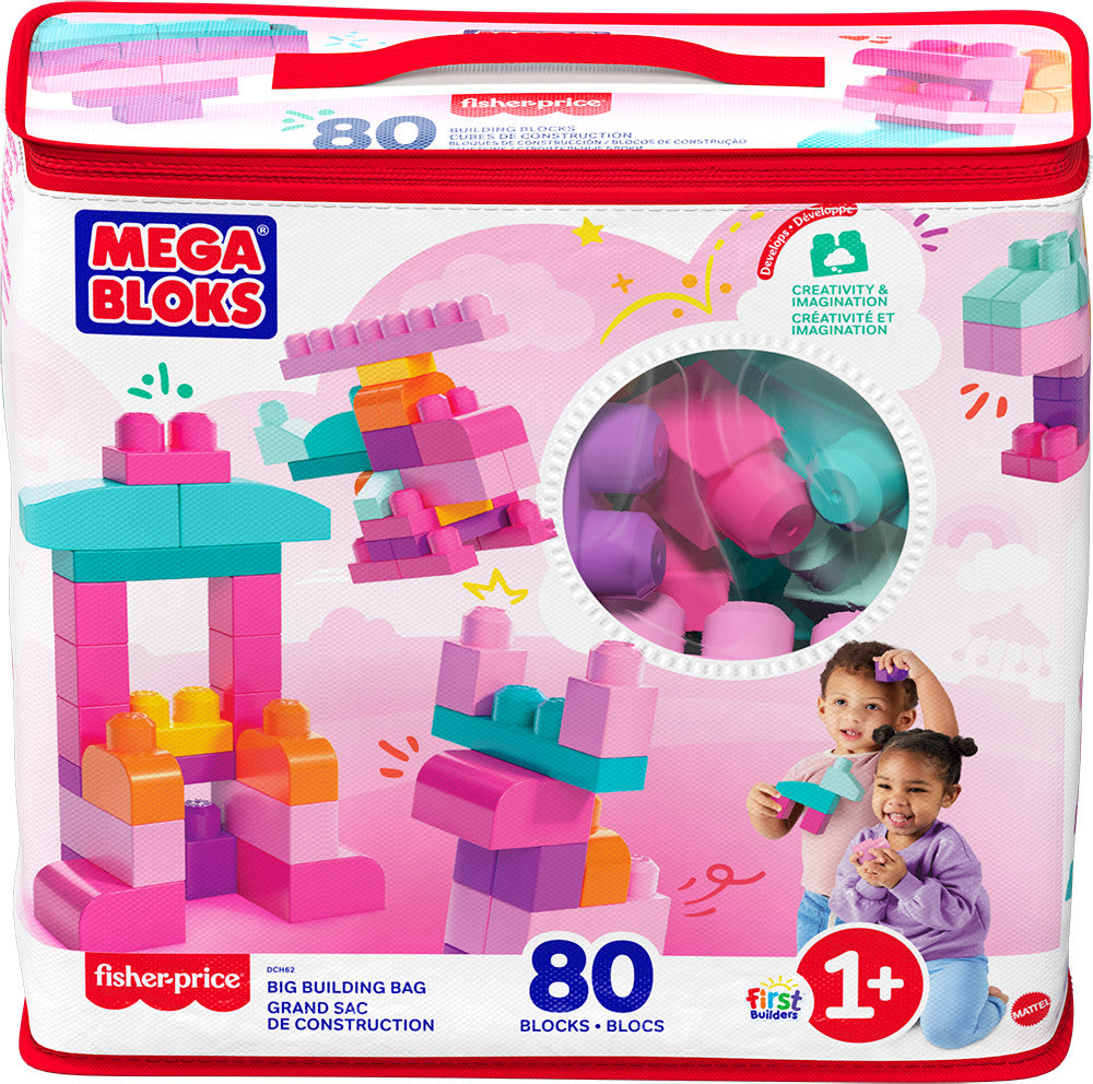 Mega Bloks - Big Building Bag of Blocks (80 pieces - Pink)