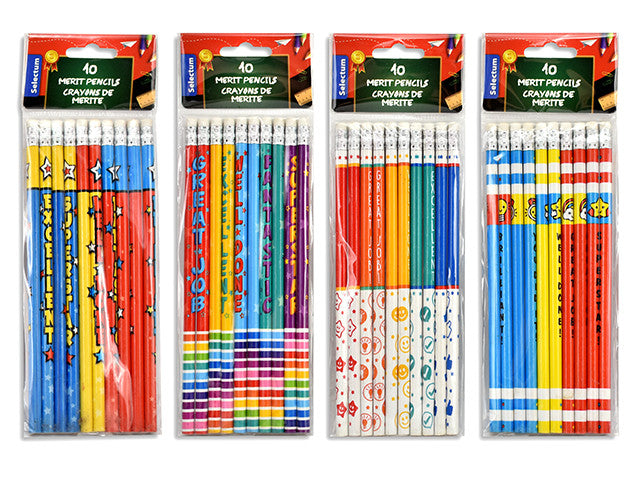 Merit Pencils with Eraser - 4 Pack (40 total pencils) Assorted Styles