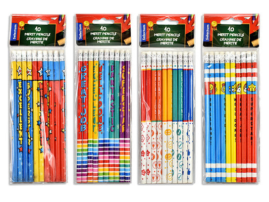 Merit Pencils with Eraser - 4 Pack (40 total pencils) Assorted Styles