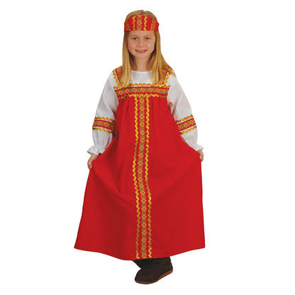 Red and Gold Folk Festival Dress - Eastern Europe - Girl