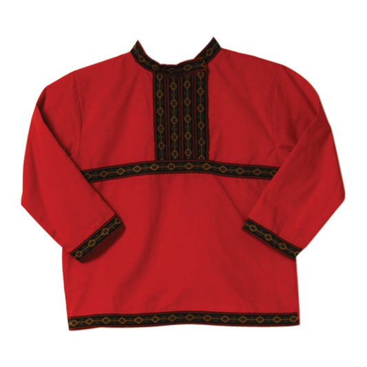 Red Embroidered Folk Shirt - Eastern Europe - Boy