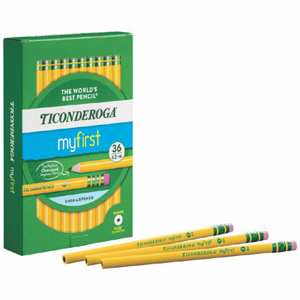 MyFirst Wooden Pencils - 36 Pack (Round with Eraser. Unsharpened.)