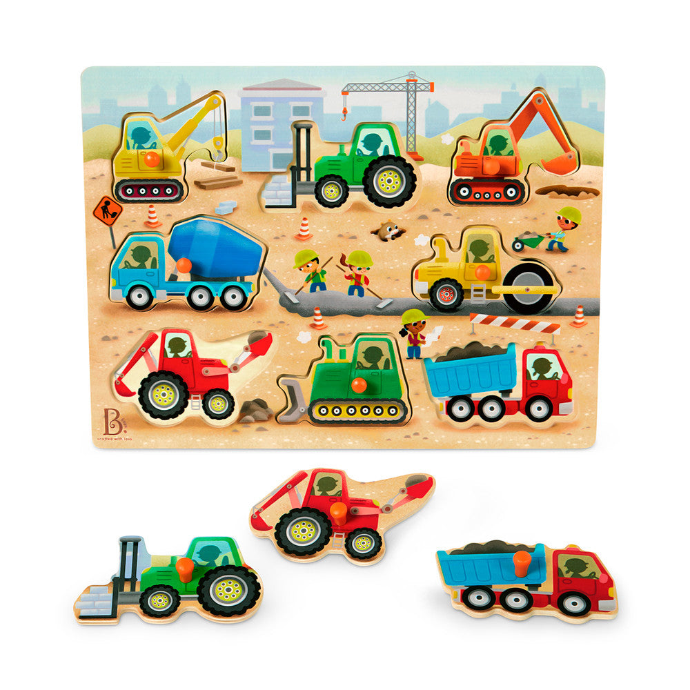 Peek & Explore Peg Puzzle - Construction Trucks
