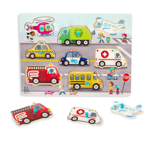Peek & Explore Peg Puzzle - Vehicles