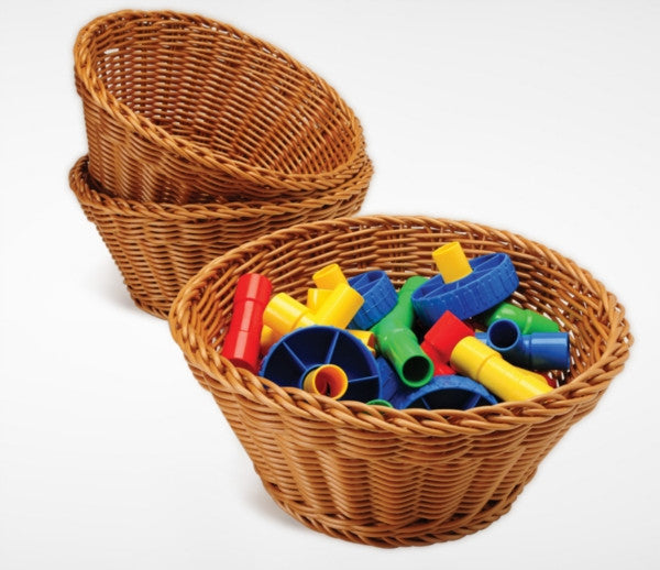 Plastic Woven Baskets Round Set of 3