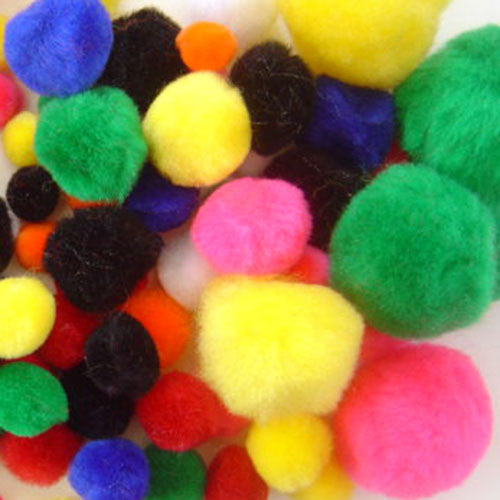 Pom Poms Assorted Sizes and Colours - 100 Pk