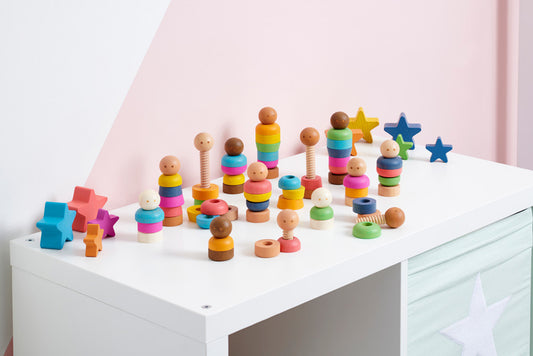 Rainbow Wooden Community People - 75 Pieces