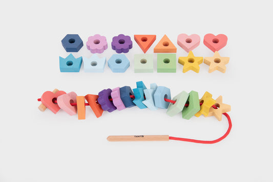 Rainbow Wooden Lacing Shapes