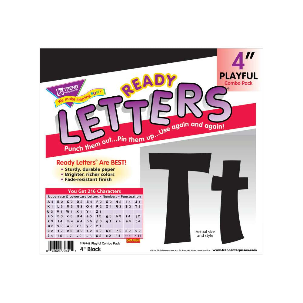 Ready Letters Playful Letters- 4" Uppercase Black